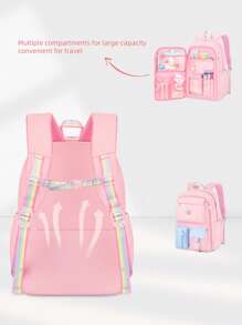 1 pieza Mochila con bloques de color adorable de dopamina (con colgante adorable), mochila grande para niñas, material de poliéster, cierre con cremallera, adecuada para la escuela, el trabajo, el viaje diario, de vuelta a la escuela como regalo