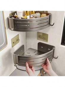 Aluminum Alloy Bathroom Shelves, Thick Punch-Free Tripod, Wall Corner Shelf, Bathroom Accessories, Shower Organizer