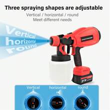 1000ML Cordless High Pressure Spray Gun Paint Sprayer With 2 Batteries Red TU2 ,21V 2x2000mAh Batteries Includesfor House Painting/Home Interior And Exterior/Wood/Walls/Furniture/Fence/Door