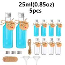 32pcs/1pc/5pcs Mini Petite Empty Transparent Body Plastic Wine Bottle Waterproof, With A Small Funnel For Easy Filling, Screw Cap Sealing Is Not Easy To Leak, Multiple Sizes To Choose From, Suitable For Weddings, Parties, Alcohol, Gin, Whisky, Spirits.