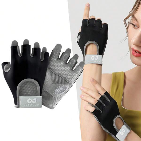 1Pair Workout Gloves For Men & Women, Lightweight Breathable Weight Lifting Gloves, Gym Gloves For Exercise, Weightlifting, Fitness, Training, Climbing, Cycling And Rowing,Suitable For Cycling,Riding Motorcycle And Skiing,Black Gloves