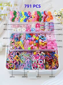 Set di 791 pezzi/20 pezzi/10 pezzi di accessori per capelli alla moda e semplici per ragazze, fermagli per capelli eleganti con fiori di perle, elastici per capelli durevoli, adatti come regalo e per uso quotidiano