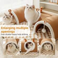 Cat Tunnel, Cat Bed, Small Pet Tunnel, Pet Bed, Deer, Pet Bed, Hidden Game Toy, Cat Tunnel, Play & Sleep, All-In-One Bear-Shaped Tunnel, Cat Bed, Pet Bed, Warm Bed, Rabbit, Hamster Tunnel Bed - Multicolor - View 4