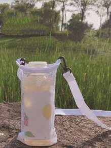1pc Sports Water Bottle Mesh Bag With Shoulder Strap, Adjustable, Portable Water Cup Holder, Universal Insulated Bottle Pouch For Outdoor Sports, Camping, Travel