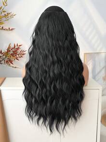 Tóc giả dài 24 inch, kiểu sóng nước hình chữ V, màu đen, chất liệu sợi tổng hợp chịu nhiệt, phù hợp cho phụ nữ và bé gái đội trong các bữa tiệc và sử dụng hàng ngày. - màu đen - Xem 9