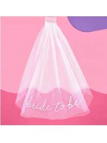 1pc Elegant Bride-To-Be Veil, Bridal Hair Clip Ornament, White Tulle Mesh Bridal Veil, Long Tail Clip For Wedding Bachelorette Party Photo Booth Props Decorations