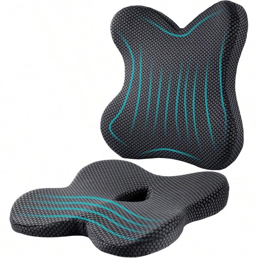 Memory Foam Gel Coccyx Seat Cushion For Office Chair Car Seat Ergonomic NonSlip DualLined Design Sciatica Relief Tailbone Pain Support Prure Relief For Desk Wheelchair Long Sitting Comfort