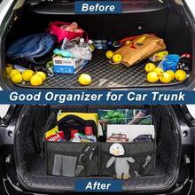 New  Car Trunk Organzier For Suv,Car Organziers And Storage With 6 Big Pocket,Car Accessories For Women/Men 50L Waterproof Polyester Trunk Organzier For Car/SUV/Minivan/Truck(Medium,Charcoal) - 木炭 - 查看 7