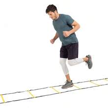 Escalera de agilidad ProSource Fit Speed de 8, 12 y 20 peldaños para entrenamiento de velocidad y ejercicios de agilidad deportiva con bolsa de transporte gratuita - Amarillo - 8 peldaños - Ver 11