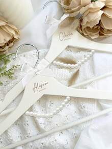 Personalized Bridesmaid Hanger - Wedding Dress Hanger - Wooden Carved Hanger - Bridal Gown Hanger - Wedding Name Hanger - Multicolor - View 2