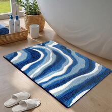 Summer Style Bathroom Rugs,Soft And Absorbent Bath Mats Non-Slip Backing Shower Rug,Machine Washable, Bathroom, Kitchen And Entryway Home Decor,Sea Beach Starfish Shell Bath Floor Mat,22"X34" - Blue - View 1