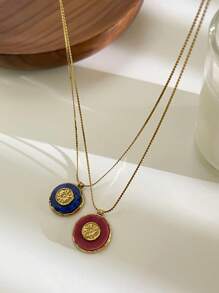 Monlansher Nuova collana con ciondolo rotondo in pietra lavorato a mano in acciaio inossidabile per donna, gioielleria di moda minimalista di lusso, disponibile in più colori