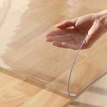 1pc Vinyl Table Mat Protector, 1.5mm Thick, Semi-Transparent, Stain-Resistant, Waterproof, Solid Color, Non-Textile, For Dining, Coffee Tables, Desks - Thanksgiving Decor - Transparent 1.5mm - View 8