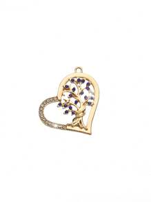 1pc Fashionable & Elegant Hollow Heart & Tree Of Life Shape Jewelry Pendant Accessory, Inlaid With Crystal, Suitable For Women DIY Jewelry Making