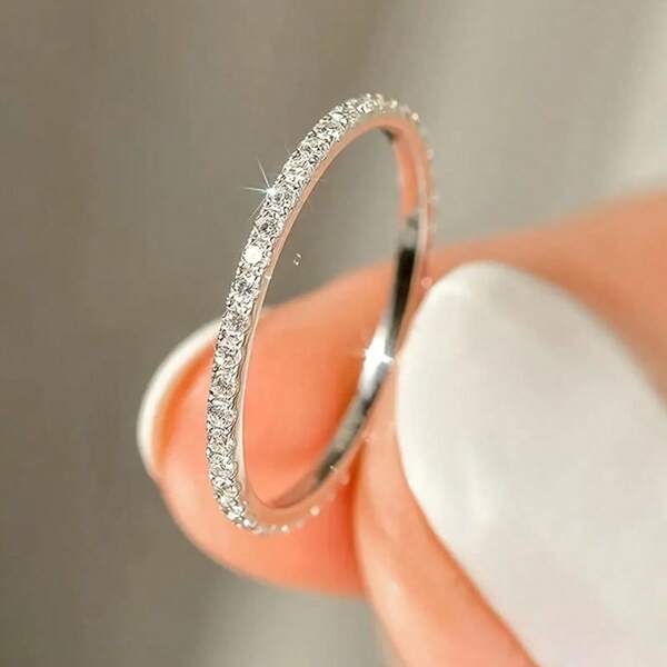 Anillo de circonita sintética de moda para mujer, adecuado para usar en fiestas, citas, cumpleaños, regalos de Navidad, durante todo el año y en ocasiones de boda y banquete, el regalo perfecto para novias