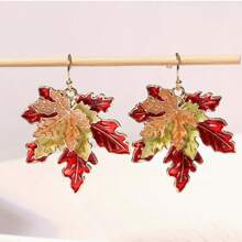 1 Pair Vintage Maple Leaf Drip Oil Textured Earrings