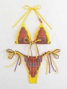 Conjunto de bikini triangular con atar a la moda y sexy para la playa de verano