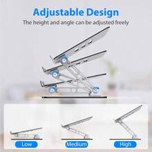 Laptop Stand For Desk,  Adjustable Laptop Riser,  Metal Foldable Computer Stand Holder Portable Notebook Mount,  Ventilated Cooling Notebook Stand Compatible With 10-15. 6" Laptops