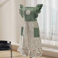 Apron With Adjustable Shoulder Straps And Chest Pockets - Durable High-Quality Polyester Fiber Design, Suitable For Supermarkets, Restaurants, And Milk Tea Shops - Kitchen And Food Service Staff Christmas Gift Dress Available In Two Colors - 淺綠色 - 查看 2