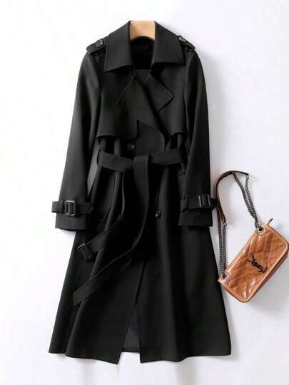 Trench abrigo de las mujeres en la sección larga de la primavera y el otoño nueva versión coreana del popular estilo británico sobre la chaqueta de abrigo de la rodilla