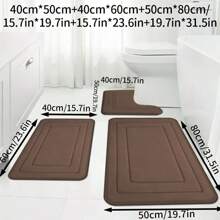 3pcs Memory Foam Super Absorbent Bath Mat Set, Non-Slip Bathroom Mats, Ultra Soft Plush Bath Rugs, For Bathtub, Shower, Bathroom Accessories, Bathroom Decor, Home Decor