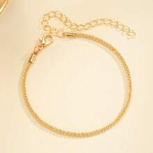 2pcs Minimalist Chain Bracelet & Necklace Jewelry Set For Women, Party/Travel Gift (Necklace Is More Like A Choker, Shorter Length)