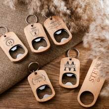 1pc Personalized Engraved Wooden Bottle Opener - Groomsmen Gifts, Wedding Favors, Boyfriend Birthday Gift, Custom Keychain,Custom Engraved Wood Bottle Opener Keychain, Boyfriend Birthday Present For Him