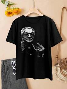 Camiseta vintage con el dedo medio de Redd Foxx para mujer - Estilo retro de Fred Sanford - Negro - Ver 2