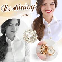 1 Pc No-Sew Rhinestone Button Covers For Women's Shirts & Blouses – Easy Reusable Clip-On Crystal Buttons For Instant Glamour – Elegant Jewelry-Style Buttons To Prevent Accidental Openings & Wardrobe Malfunctions – Perfect For Business Attire, Formal Events, Or Everyday Fashion – Instantly Elevate Your Look, Boost Confidence, And Add Sparkle To Any Outfit – Quick And Convenient Solution For A Polished, Chic Appearance - 彩色 - 查看 4