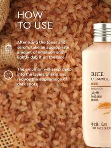 The Face Shop 酸浆米神经酰胺保湿乳液 | 温和乳液，提亮肤色，形成保护屏障 | 面部保湿乳液 | 深层滋养，令肌肤柔软水润 | 韩国化妆品 | 150毫升/5.07液体盎司 - 米神經醯胺乳液 - 查看 8