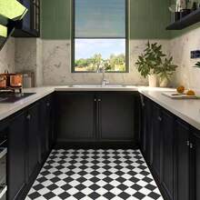 MORCART 40片自粘乙烯基地板砖，防水，可移除，尺寸为7.8英寸 x 7.8英寸，适用于DIY安装于浴室、厨房、壁炉、宠物屋、楼梯、卧室、墙面等处，黑白两色可选。 - 彩色 - 查看 3