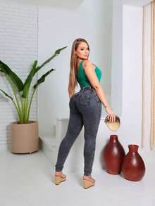 Women's Jeans Elastic Waistband High Waist Butt Lifting Lycra Simple Casual Cute Elegant Sexy Boho Party Jeans Button Pocket Evening Holiday Daily Formal And Night