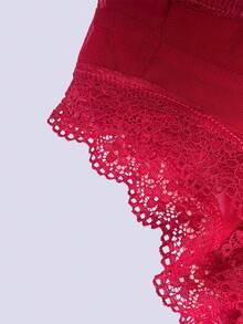Set de 4 bragas sexy de encaje para mujer, multicolor, ligeras y muy cómodas, tela de poliéster, algodón y elastano. Con delicado y ligero encaje, con lindo diseño en la cintura. Prenda transparente, muy fresca y delicada con tu piel. Ideales para el uso diario. Te llegarán 4 bragas de encaje en colores al azar. - Multicolor - Ver 2