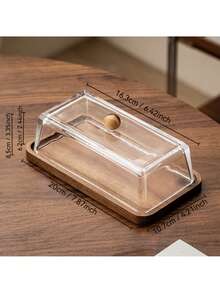 1 件豪华木制水果盘带玻璃盖，优雅的水果/糖果/零食托盘，适用于客厅咖啡桌，简约风格 - 無色 - 查看 5