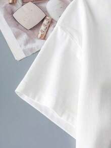 YOKASA Camiseta de mujer con estampado de letras de dibujos animados - Blanco-ZM230 - Ver 5