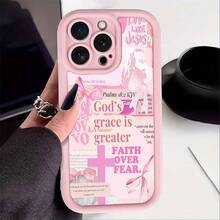 Gods Grace Is Greater Than Fear  Pink Phone Case For IPhone X/XS/11/12/13/14/15/16 Pro -Anti-Scratch With Full Camera Protection - Stylish & Durable -Cute Aesthetic Gift For Girls,Women - 粉色 - 查看 4