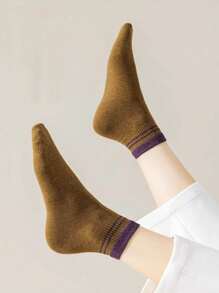 1 Paar/5 Paar Damen Sommer Essentiell Kaffeefarben Klassischer Stil Bequem Modisch Einfach Lässig Retro Vielseitig Knöchelsocken