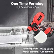 1000ML Cordless High Pressure Spray Gun Paint Sprayer With 2 Batteries Red TU2 ,21V 2x2000mAh Batteries Includesfor House Painting/Home Interior And Exterior/Wood/Walls/Furniture/Fence/Door