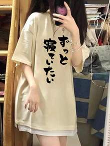 200g Pure Cotton T-Shirt 2025 Summer Ladies New Short Sleeve Pure Cotton Holiday Pattern Short Sleeve Round Neck Couple Wear Small Shirt Tops - 杏色 - 查看 3