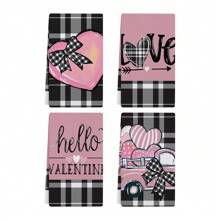 4 torchons de cuisine décoratifs Saint-Valentin, 45*66 cm, torchons Saint-Valentin, motif cœur, serviettes Saint-Valentin, décoration de table pour la décoration intérieure de la cuisine de la maison