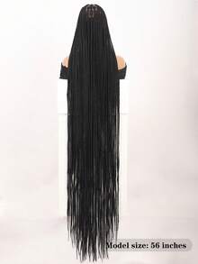 56 Inch Full Lace Extra Large Braided Wig With Baby Hair, Handmade Super Long Braided Lace Front Wig, Synthetic Embroidered Lace Braided Wig For Daily Use - 彩色 - 查看 3