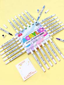 GuangNa 60/120/168 色双头丙烯酸马克笔 - 水彩笔马克笔无需按压的液体笔，适用于在石头、玻璃、陶瓷、金属、木材上绘画和涂鸦 - 非常适合万圣节、圣诞节、复活节、感恩节和新年工艺品返校