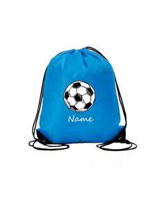 Personalized Nylon Drawstring Pocket, Can Be Printed With Name, Text Or Logo, Custom Backpack For Event Planners. This Bag Is Suitable For Daily Use By Boy And Girl, Suitable For Going Out, Exercise, Travel, Shopping, Beach And Other Occasions. - Black and White Football - View 4