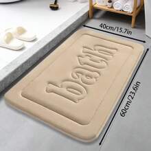 1pc Memory Foam Flannel Bath Mat, Anti-Slip Absorbent Bathroom Rug