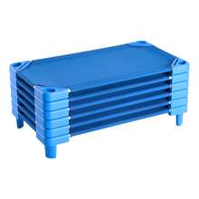 Stackable Kiddie Cot, Pack Of 6,  Portable Toddler Nap Cots, Standard Size 42" L X 23" W Daycare Cots For Kids, Preschool Classroom Daycare Beds For Sleeping, Resting, Naptime, Blue - 42" L X 23" W Pack Of 6 - View 1