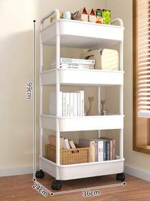 1pc 2-Tier Rolling Storage Cart - PP Material, Multipurpose For Office, Kitchen, Bathroom And Bedroom Organization Outdoor Decor