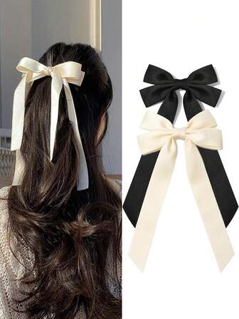 1个/2个装 女孩双层蝴蝶结发夹，适合毕业典礼、返校季、假期佩戴