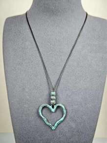 1 Stück lässige, vielseitige Halskette mit Herzanhänger aus Legierung für Damen