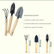 Kit 3 Peças para Jardinagem Conjunto Mini Ferramentas Jardim Vaso Planta Horta Cultivo - Preto - Visão 5