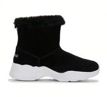 Skechers Girls' New Style Velvet Warm Snow Boots Comfortable Casual Short Boots - Black - View 4
